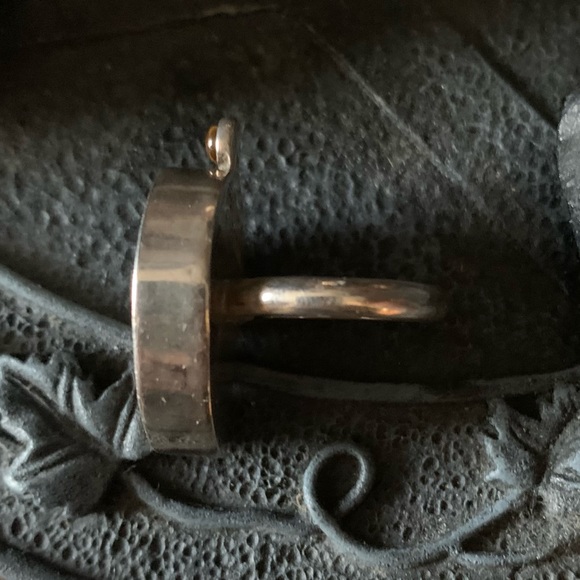 Vintage Ammonite Amber Echo of the Dreamer Sterling Silver Ring - Picture 9 of 13